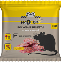 Средство для борьбы с вредителями Nadzor Восковые брикеты от крыс и мышей (100г) - 
