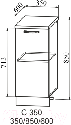 Шкаф-стол кухонный ДСВ Тренто С 350 правый (серый/серый)