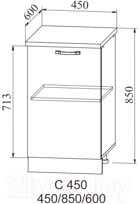 Шкаф-стол кухонный ДСВ Тренто С 450 правый (серый/серый)
