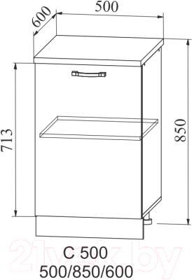 Шкаф-стол кухонный ДСВ Тренто С 500 правый (серый/серый)