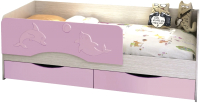 Кровать-тахта детская Стендмебель Алиса KP-812 1.6 (дуб белфорт/розовый) - 