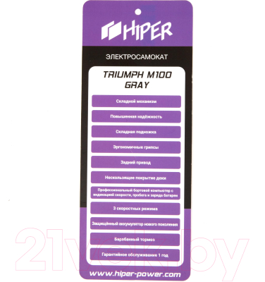 Электросамокат HIPER Triumph M100 (серый)