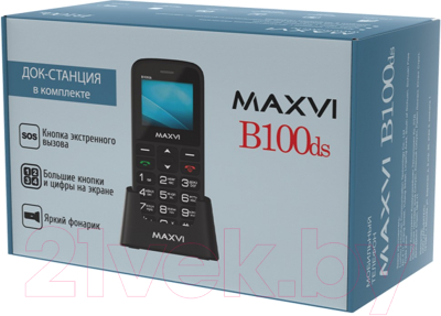 Мобильный телефон Maxvi B100ds (черный+ЗУ)