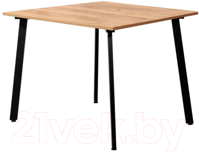Обеденный стол Millwood Шанхай Л18 100x100 (дуб золотой Craft/металл черный)
