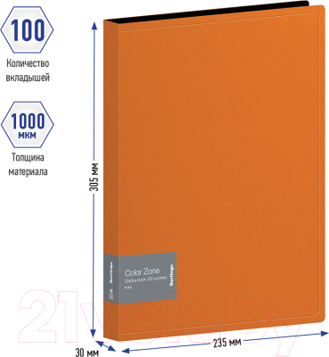 Папка для бумаг Berlingo Color Zone / AVp_100116 (100 вкладышей, оранжевый)
