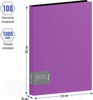 Папка для бумаг Berlingo Color Zone / AVp_100107 (100 вкладышей, фиолетовый)