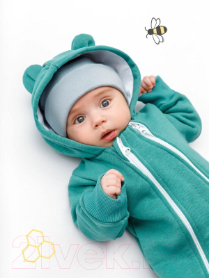 Комбинезон для малышей Amarobaby Honey Bear / AB-OD22-HB302/32-68 (мятный, р. 62-68)