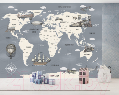 Фотообои листовые Citydecor Карта мира на русском 9 (200x140)