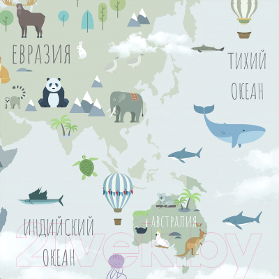 Фотообои листовые Citydecor Карта мира на русском 10 (200x260)