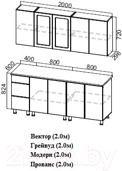 Кухонный гарнитур SV-мебель Грейвуд 2.0м МДФ без столешниц