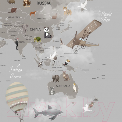 Фотообои листовые Citydecor Карта мира на английском 1 (300x150)
