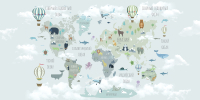 Фотообои листовые Citydecor Карта мира на русском 10 (300x150) - 