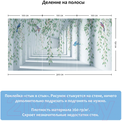 Фотообои листовые Citydecor Flower Tunnel 3D 2 (300x150)