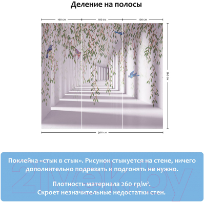 Фотообои листовые Citydecor Flower Tunnel 3D 5 (300x260)
