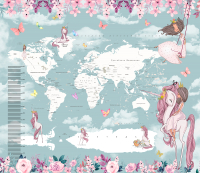 Фотообои листовые Citydecor Princess карта мира с ростомером 15 (300x260) - 