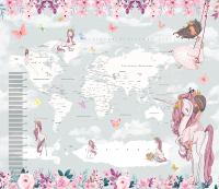 Фотообои листовые Citydecor Princess карта мира с ростомером 16 (300x260) - 