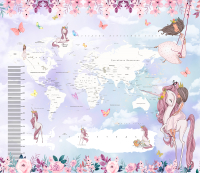 Фотообои листовые Citydecor Princess карта мира с ростомером 17 (300x260) - 