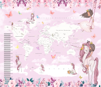 Фотообои листовые Citydecor Princess карта мира с ростомером 18 (300x260) - 