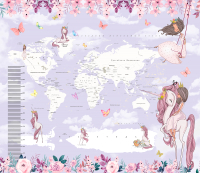 Фотообои листовые Citydecor Princess карта мира с ростомером 19 (300x260) - 