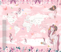 Фотообои листовые Citydecor Princess карта мира с ростомером 20 (300x260) - 