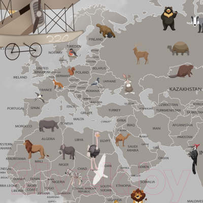 Фотообои листовые Citydecor Карта мира на английском 1 (300x260)