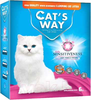 Наполнитель для туалета Cat's Way Box Baby Powder PREMIUM / CTSWYBX06-007 (6л/5кг)