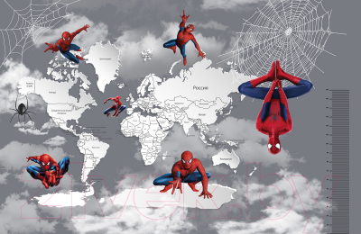 Фотообои листовые Citydecor Superhero Spiderman 5 (400x260, карта мира с ростомером)