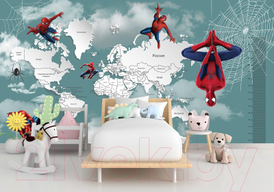 Фотообои листовые Citydecor Superhero Spiderman 6 (400x260, карта мира с ростомером)