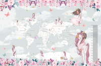 Фотообои листовые Citydecor Princess 16 (400x260, карта мира с ростомером) - 