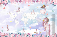 Фотообои листовые Citydecor Princess 17 (400x260, карта мира с ростомером) - 
