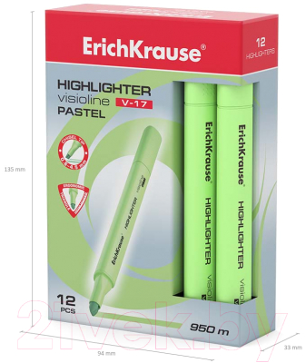 Текстовыделитель Erich Krause Visioline V-17 Pastel / 56020 (зеленый)