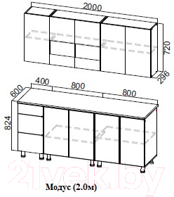 Кухонный гарнитур SV-мебель Модус 2.0м ЛДСП без столешниц