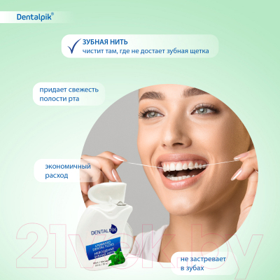 Зубная нить Dentalpik Floss Mint Unwaxed / 05.4323