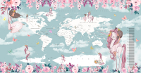 Фотообои листовые Citydecor Princess Карта мира с ростомером 15 (500x260) - 