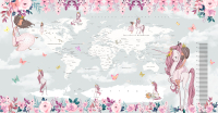 Фотообои листовые Citydecor Princess Карта мира с ростомером 16 (500x260) - 
