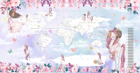 Фотообои листовые Citydecor Princess Карта мира с ростомером 17 (500x260) - 