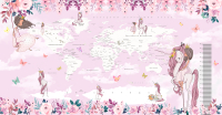 Фотообои листовые Citydecor Princess Карта мира с ростомером 18 (500x260) - 