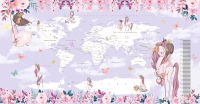 Фотообои листовые Citydecor Princess Карта мира с ростомером 19 (500x260) - 