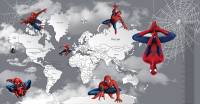 Фотообои листовые Citydecor Superhero Spiderman карта мира с ростомером 5 (500x260) - 