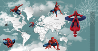 Фотообои листовые Citydecor Superhero Spiderman карта мира с ростомером 6 (500x260) - 