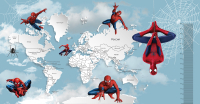 Фотообои листовые Citydecor Superhero Spiderman карта мира с ростомером 7 (500x260) - 