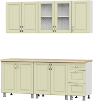 Кухонный гарнитур SV-мебель Прованс 2.0м МДФ без столешниц (белый/фисташковый текстурный/фисташковый) - 