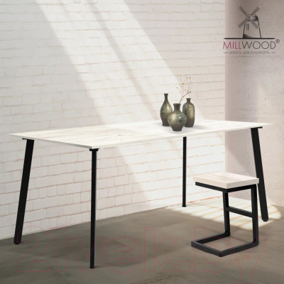 Обеденный стол Millwood Шанхай Л18 160x80 (дуб белый Craft/металл черный)