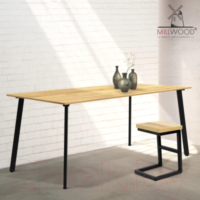 Обеденный стол Millwood Шанхай Л18 160x80 (дуб золотой Craft/металл черный)