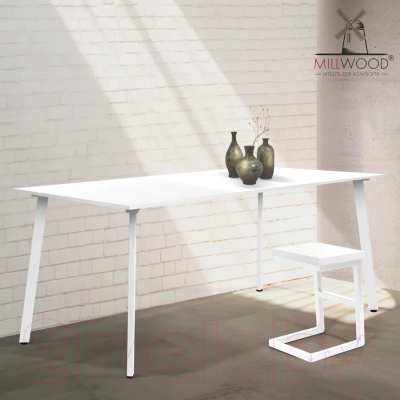 Обеденный стол Millwood Шанхай Л18 160x80 (белый/металл белый)