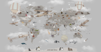 Фотообои листовые Citydecor Карта мира на английском 1 (500x260) - 
