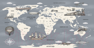 Фотообои листовые Citydecor Карта мира на русском 9 (500x260)