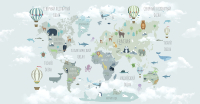 Фотообои листовые Citydecor Карта мира на русском 10 (500x260) - 