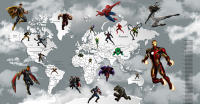Фотообои листовые Citydecor Superhero карта мира с ростомером 4 (500x260) - 