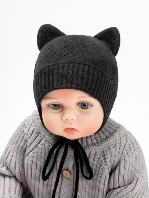 Шапочка для малышей Amarobaby Pure Love Kitten / AB-OD22-PLK16/09-40 (черный, р-р 40-42)